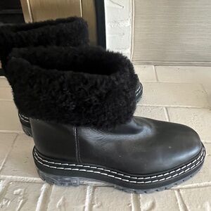 Proenza Schouler Black Leather & Shearling Ankle boots Size 39.5